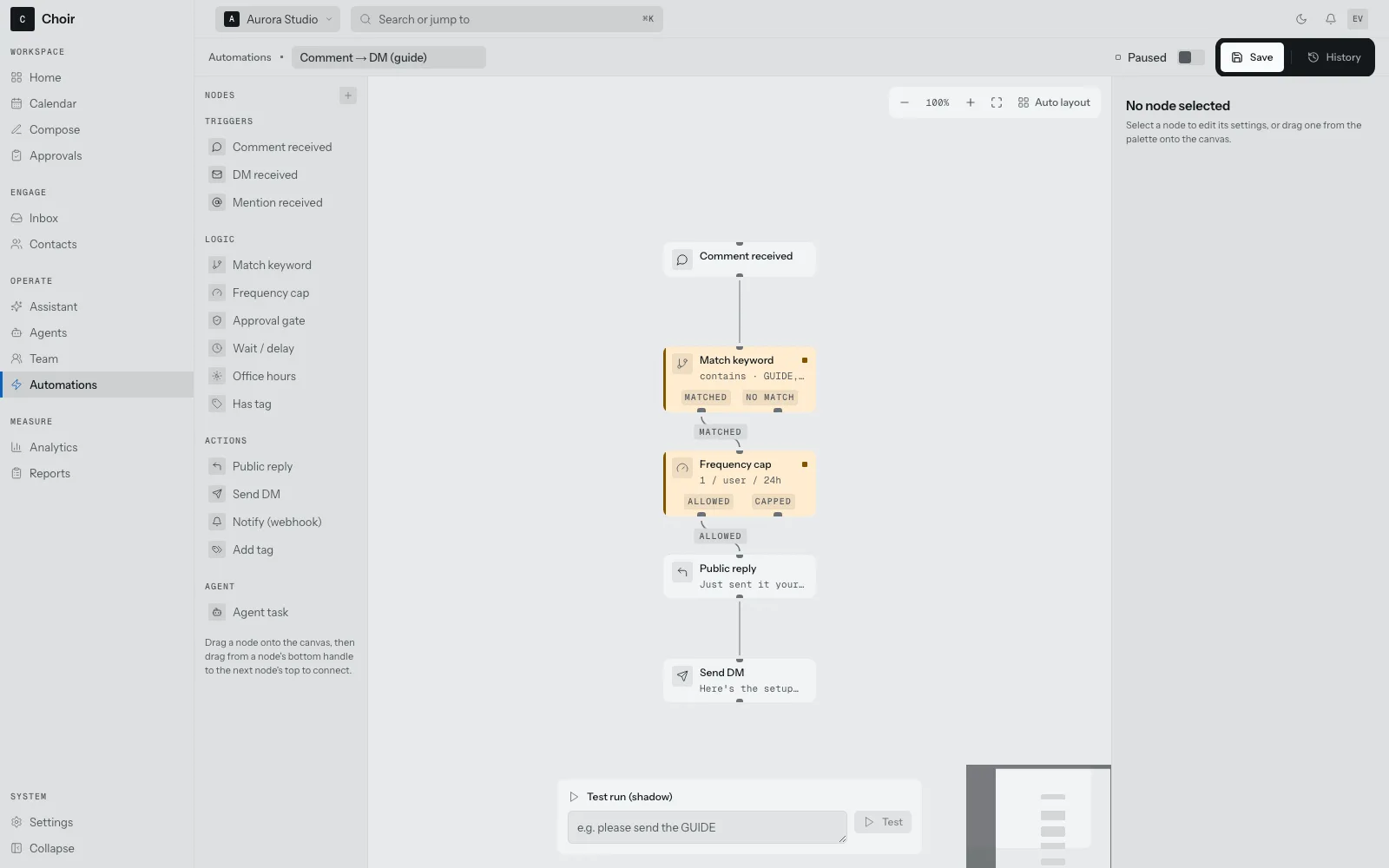 Workflow canvas scene