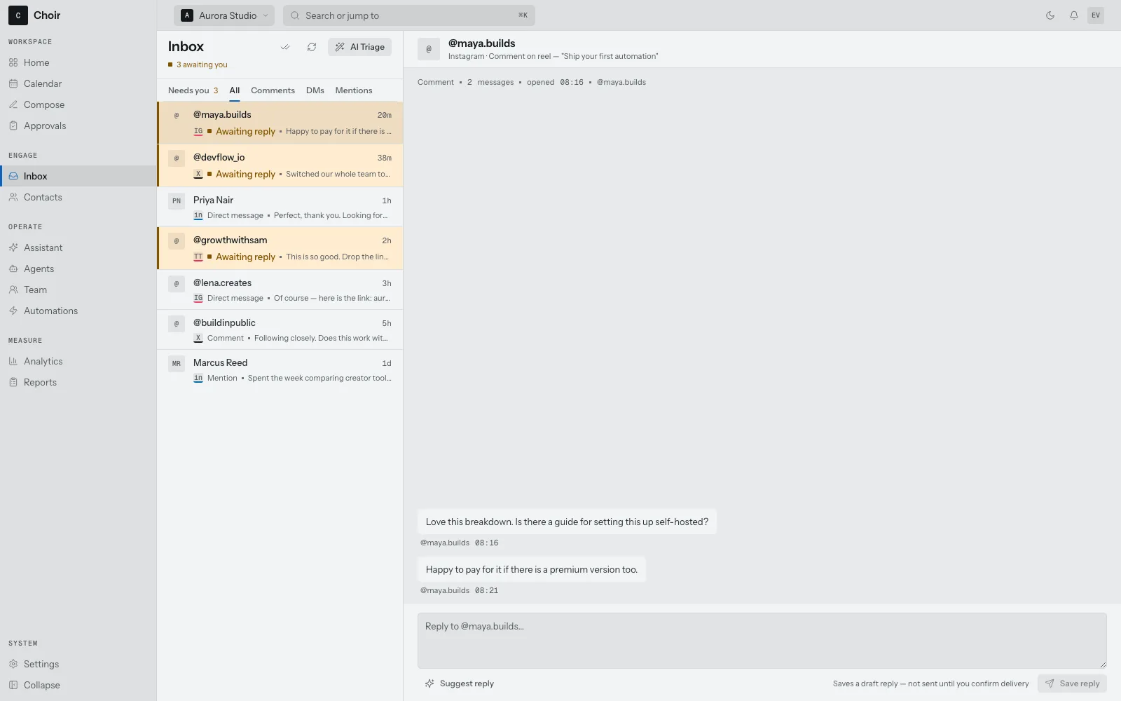 The inbox scene