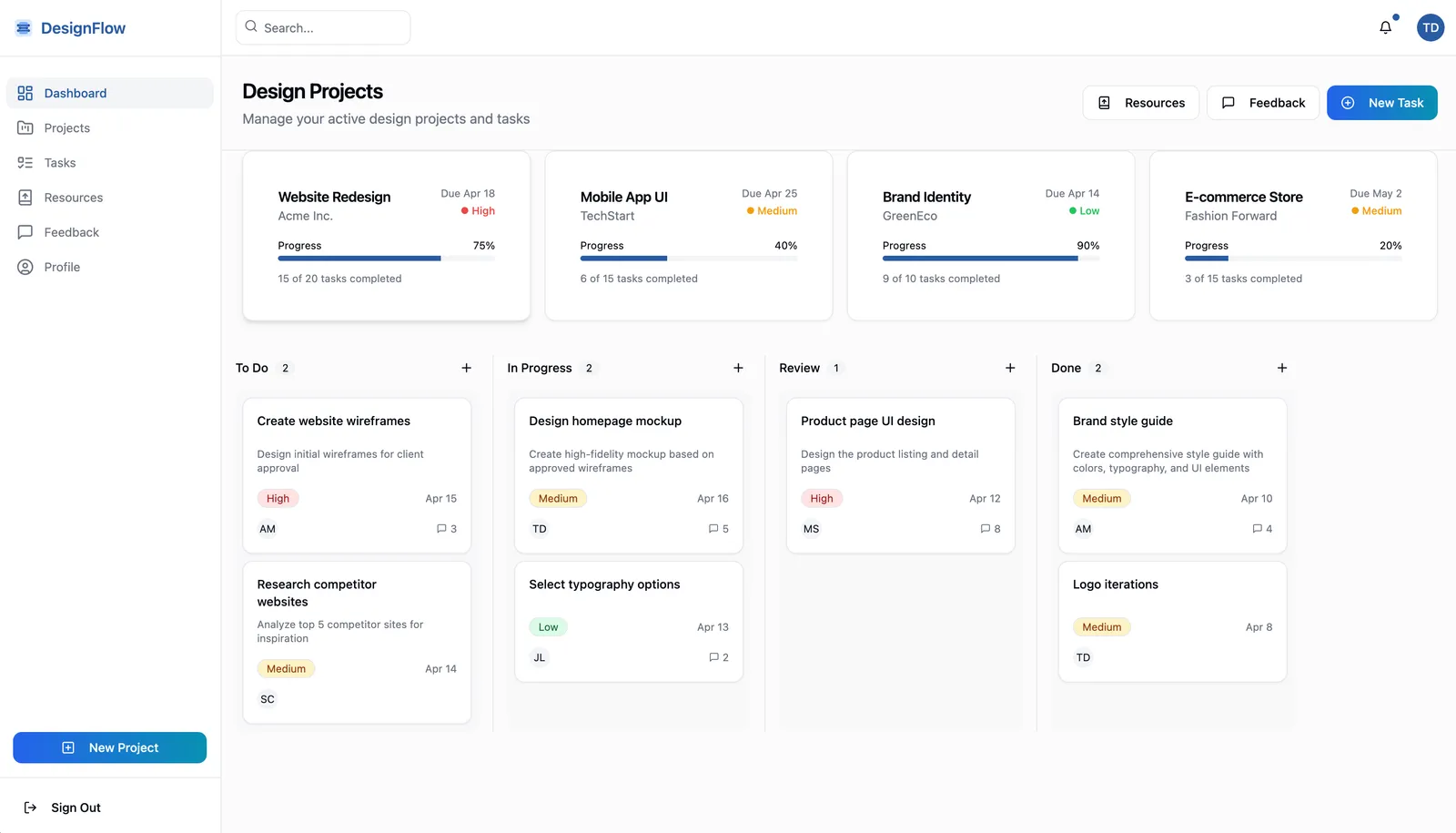DesignFlow Dashboard