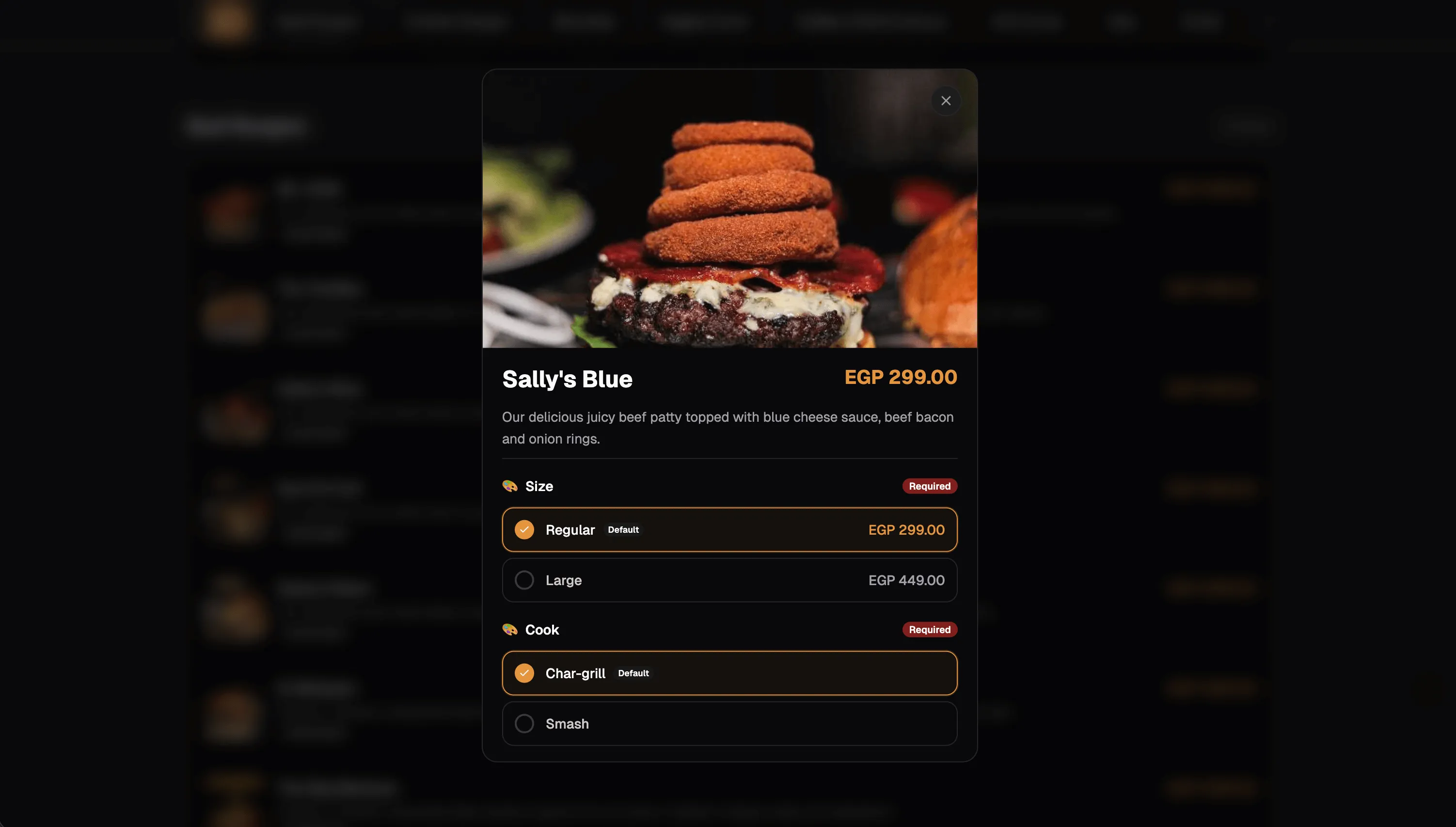 Menu Item Details